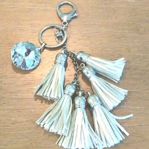 Silver Fringe and Jeweled  Key Chain